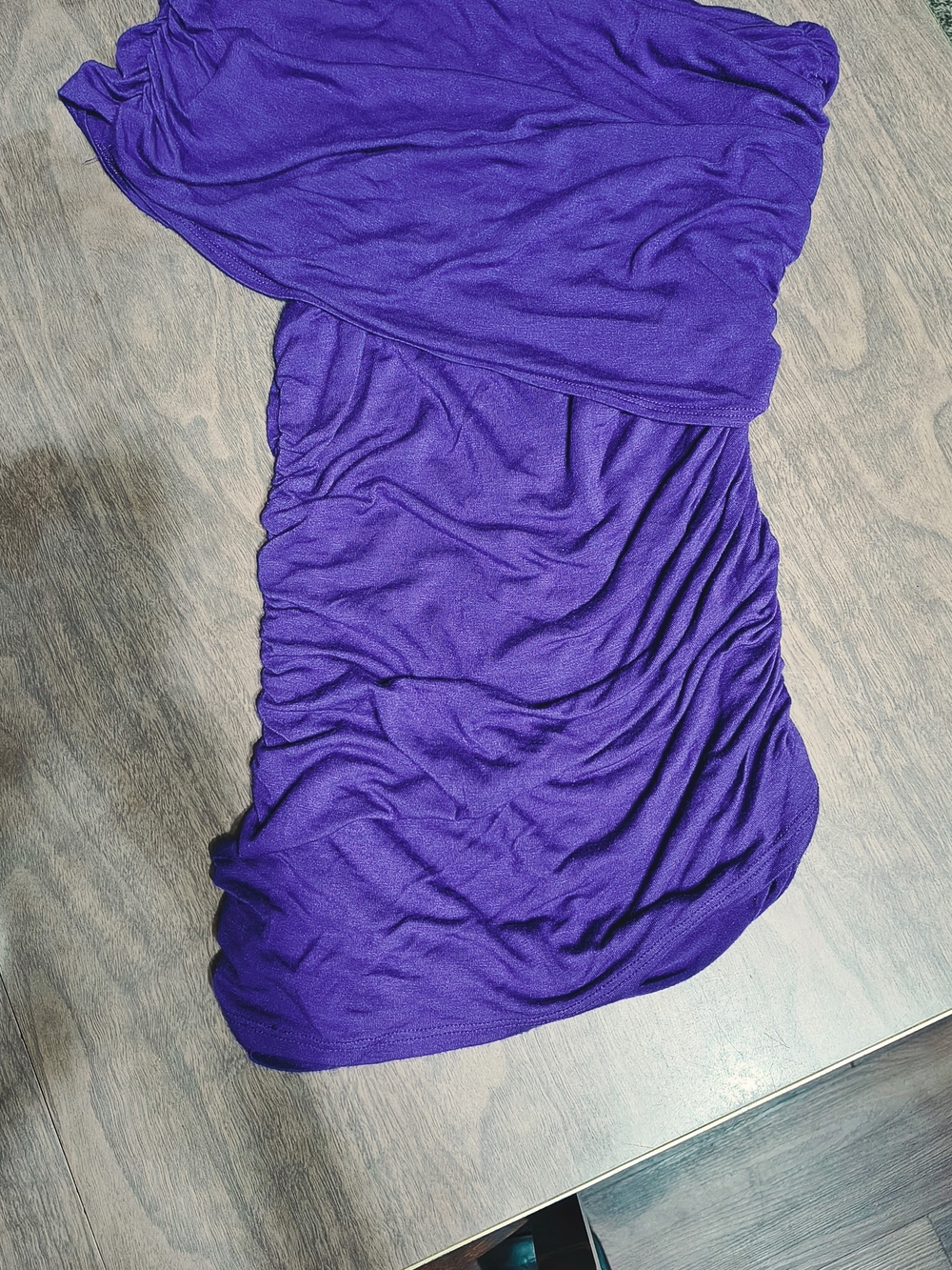 Purple Ruched Strapless Top